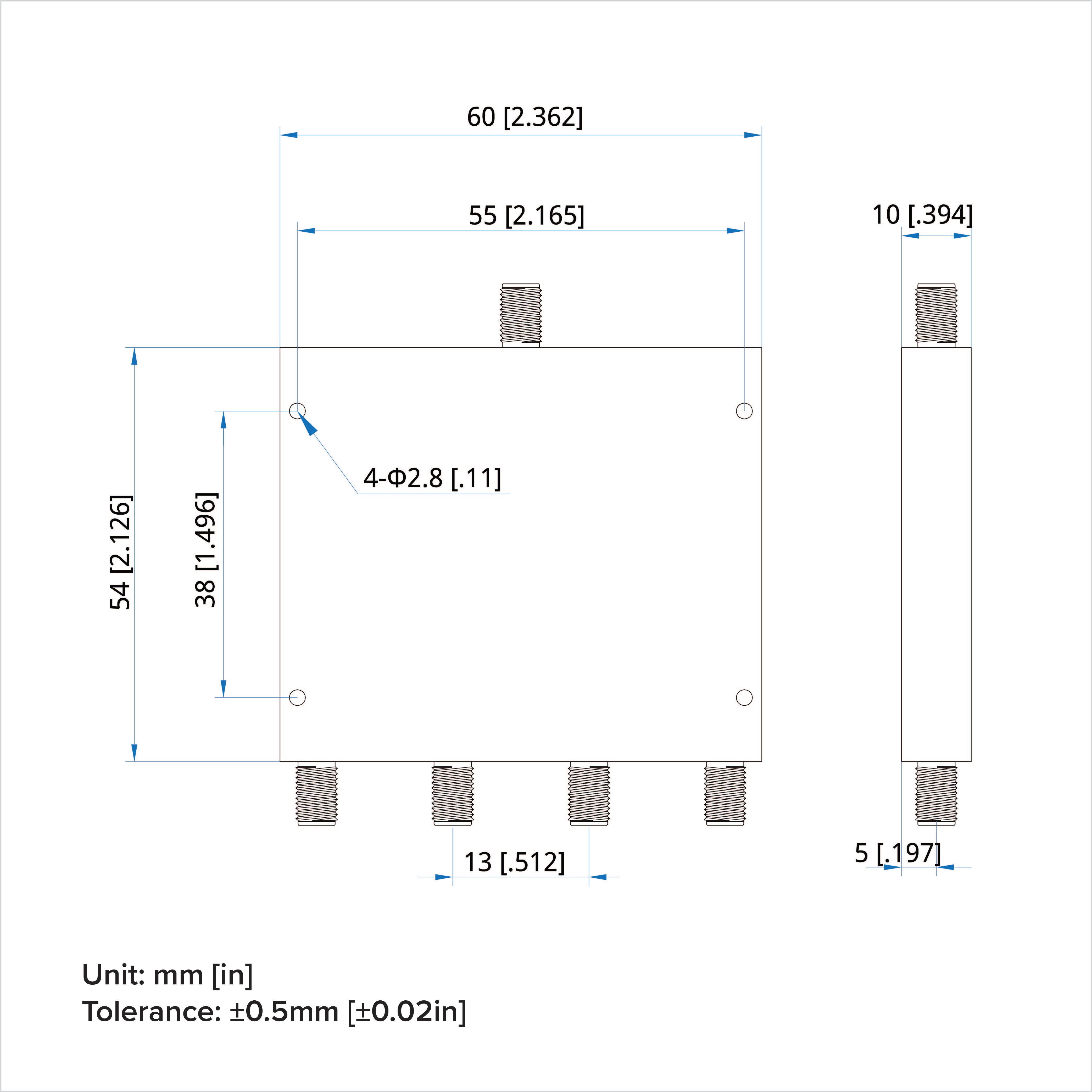 Power Divider, 8-12GHz, 4-way, 20W, SMA Female (Jack)