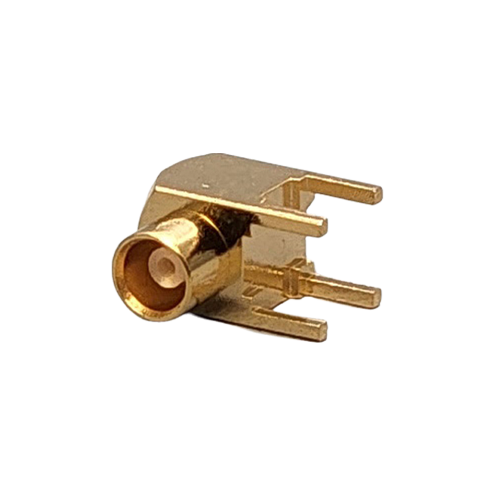 MCX Jack Right Angle Connector Crimp PCB Through Hole, RG178, RG196