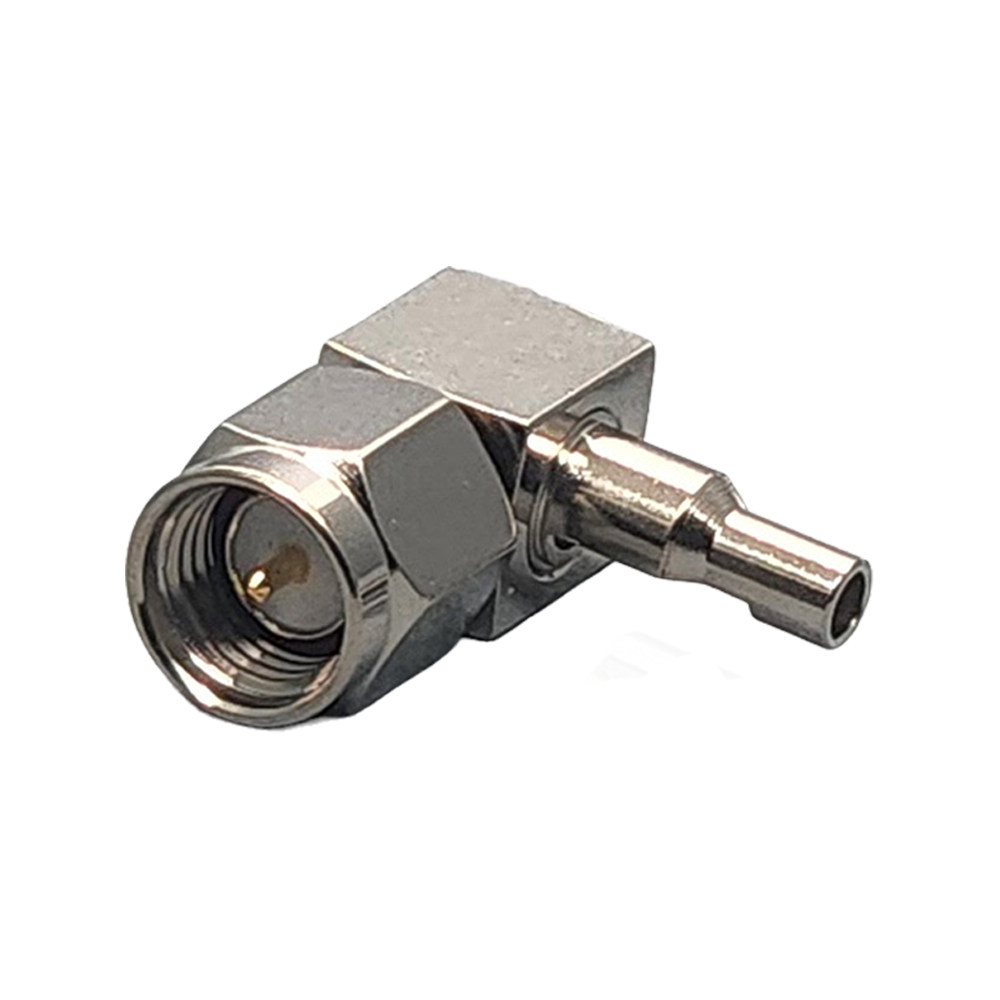 SMA Male Right Angle Connector Crimp Coax 1.13mm, 1.32mm, 1.37mm