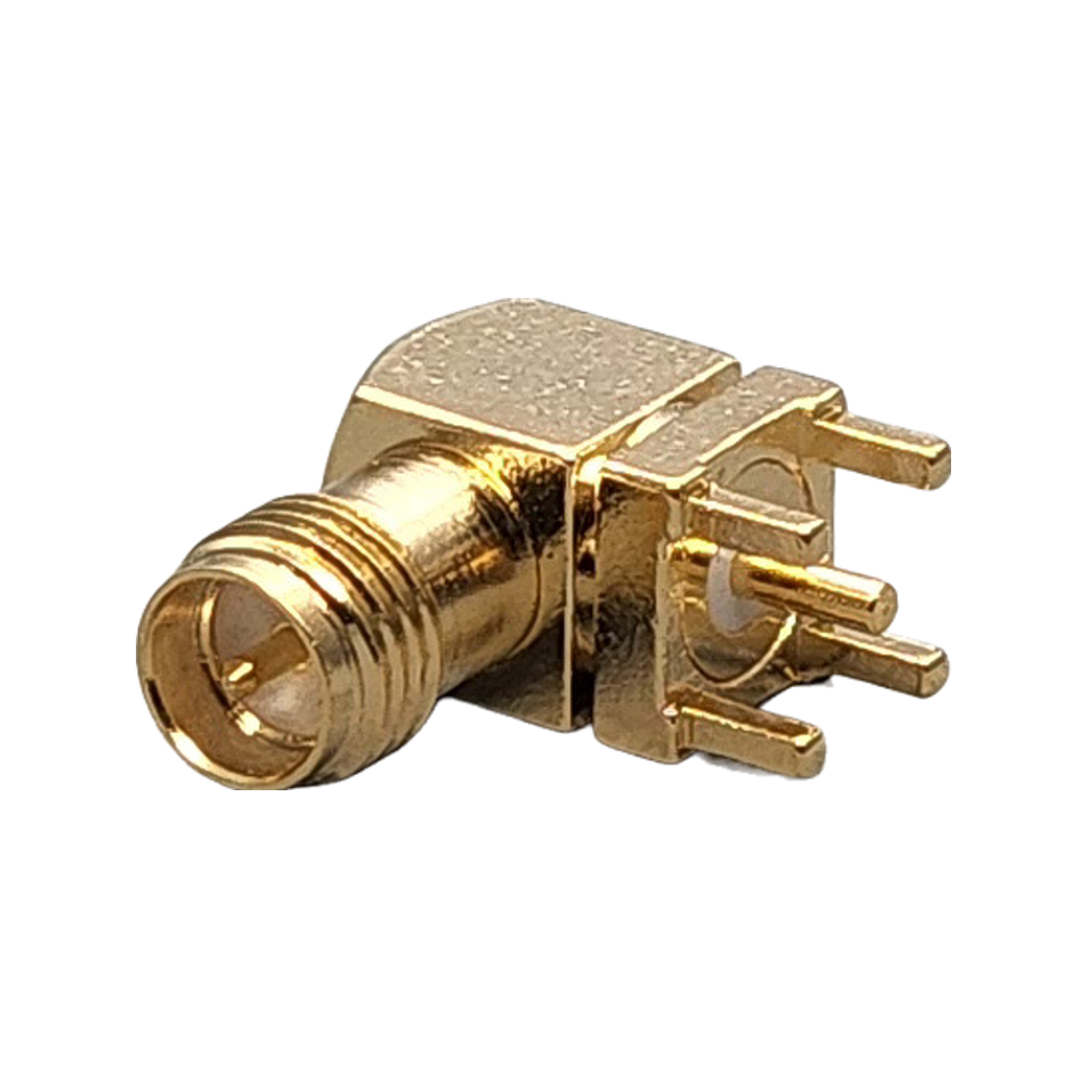 Reverse Polarity SMA Female Right Angle Connector Solder Attachment PCB Through Hole