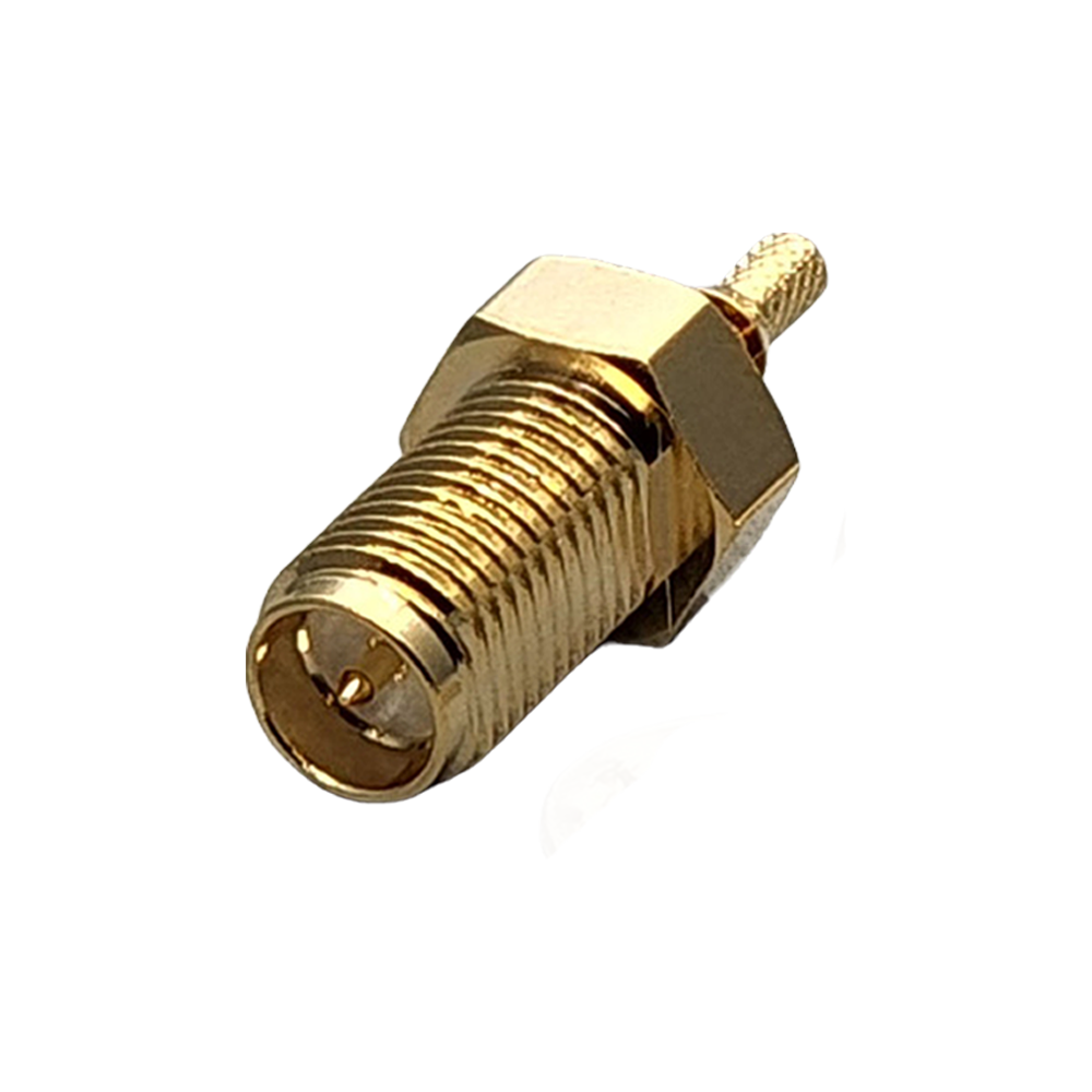 Reverse Polarity SMA Female Bulkhead Rear Mount Connector Crimp Coax 1.13mm, 1.32mm, 1.37mm