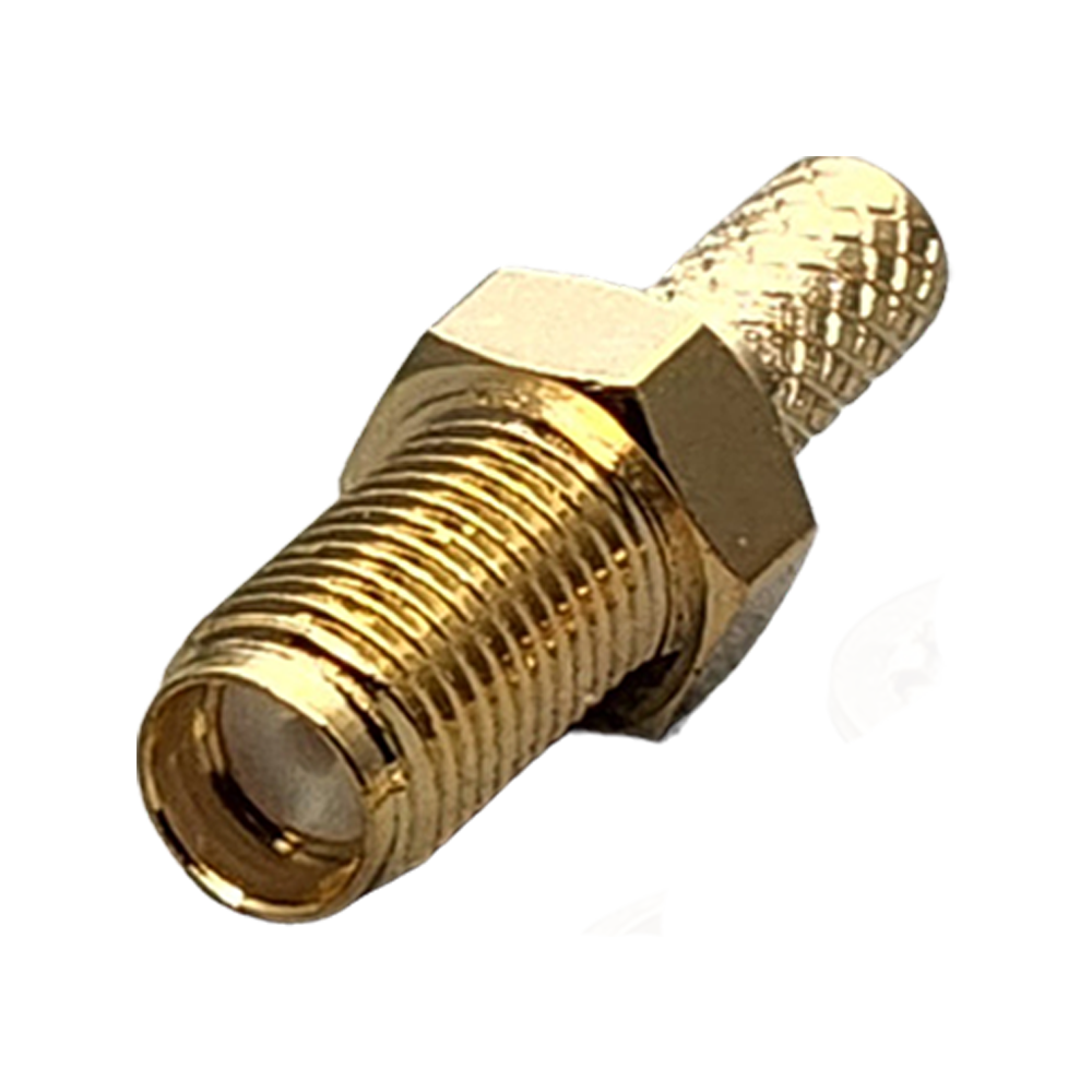 Reverse Polarity SMA Female Bulkhead Rear Mount Connector Crimp Coax RG55, RG58