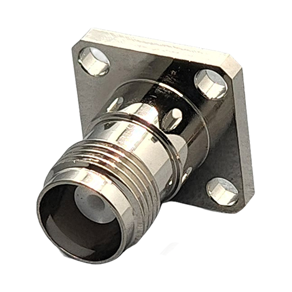 TNC Female Panel Mount 4-hole Connector Crimp Coax RG178, RG196, 0.8D-2V