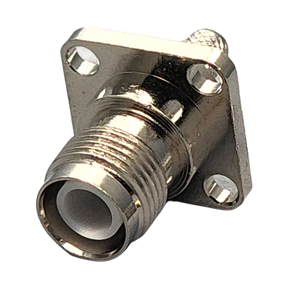 Reverse Polarity TNC Female Panel Mount 4-hole Connector Crimp Coax RG55, RG58