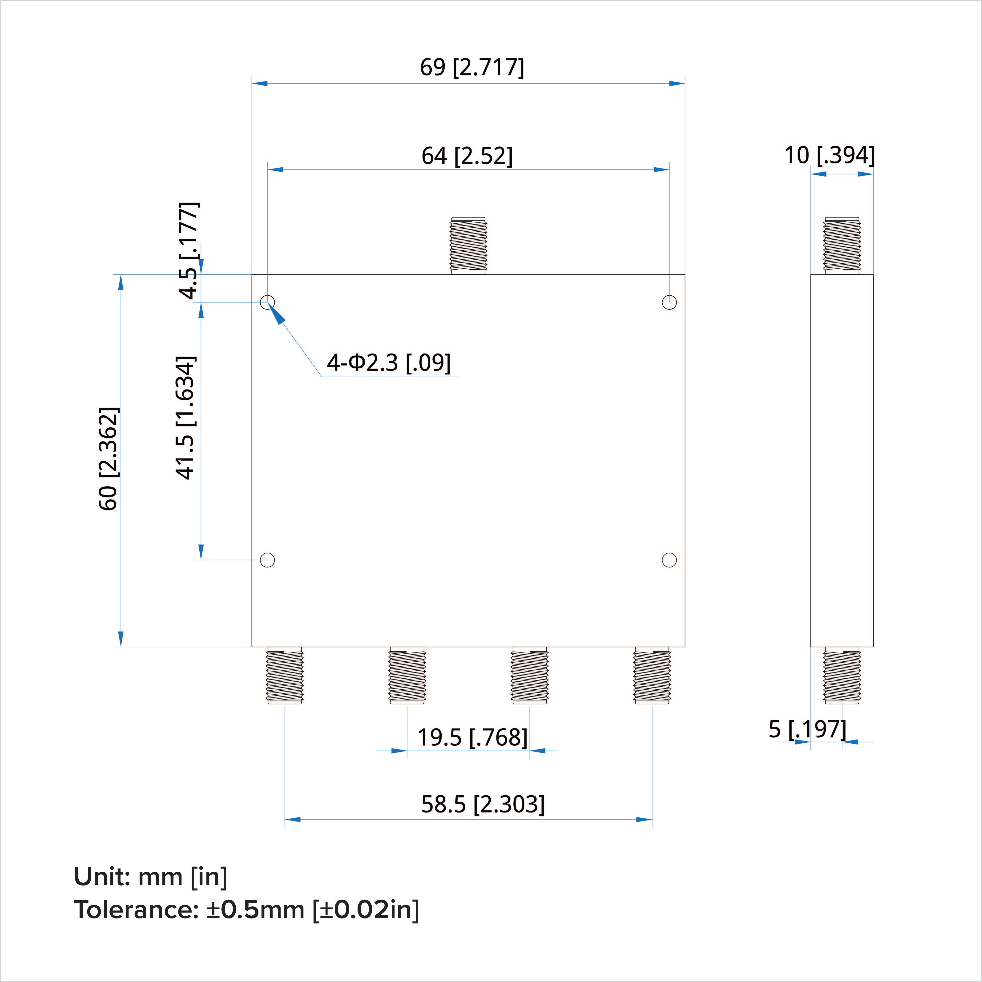 Power Divider, 2-18GHz, 4-way, 20W, SMA Female (Jack)