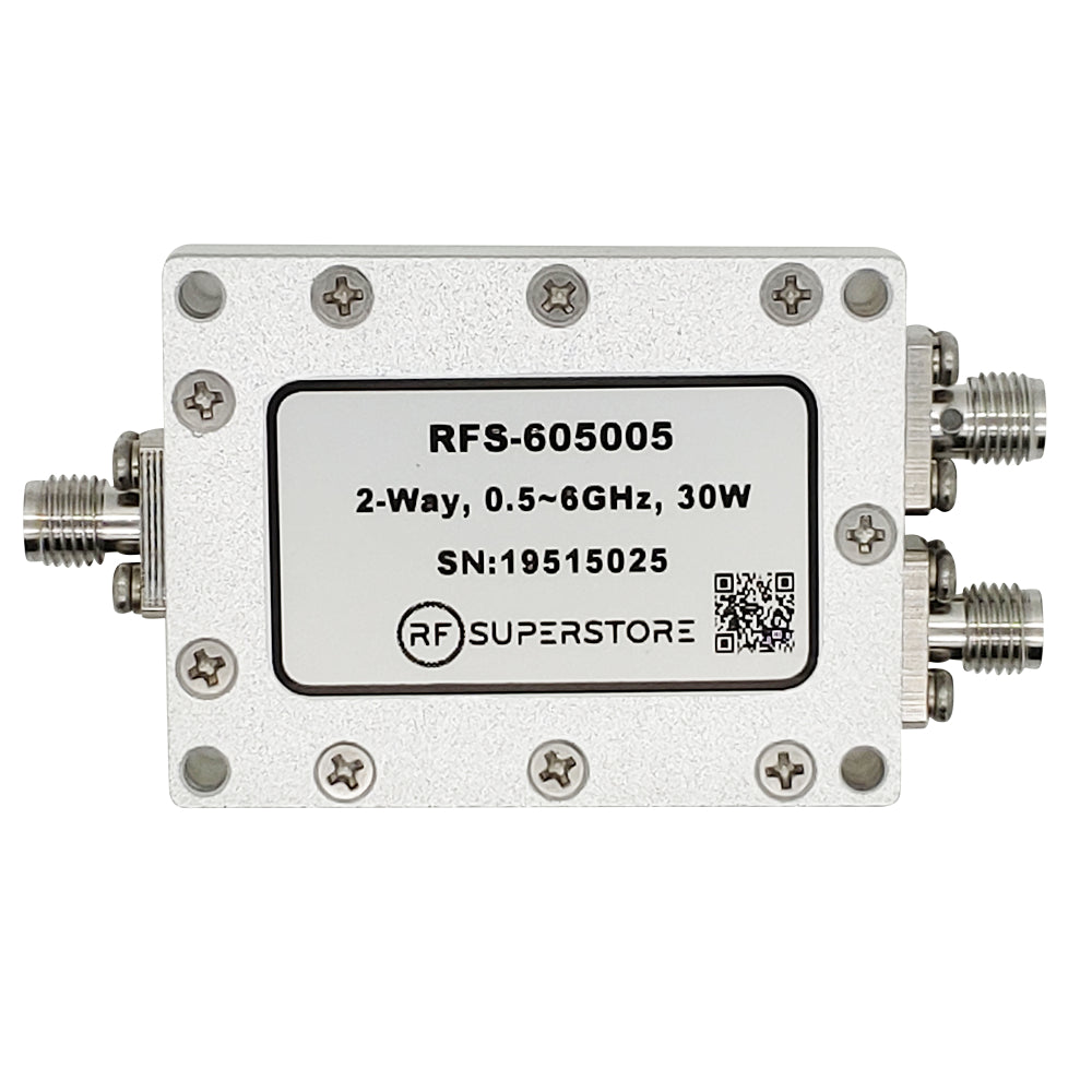 Power Divider, 0.5-6GHz, 2-way, 30W, SMA Female (Jack)