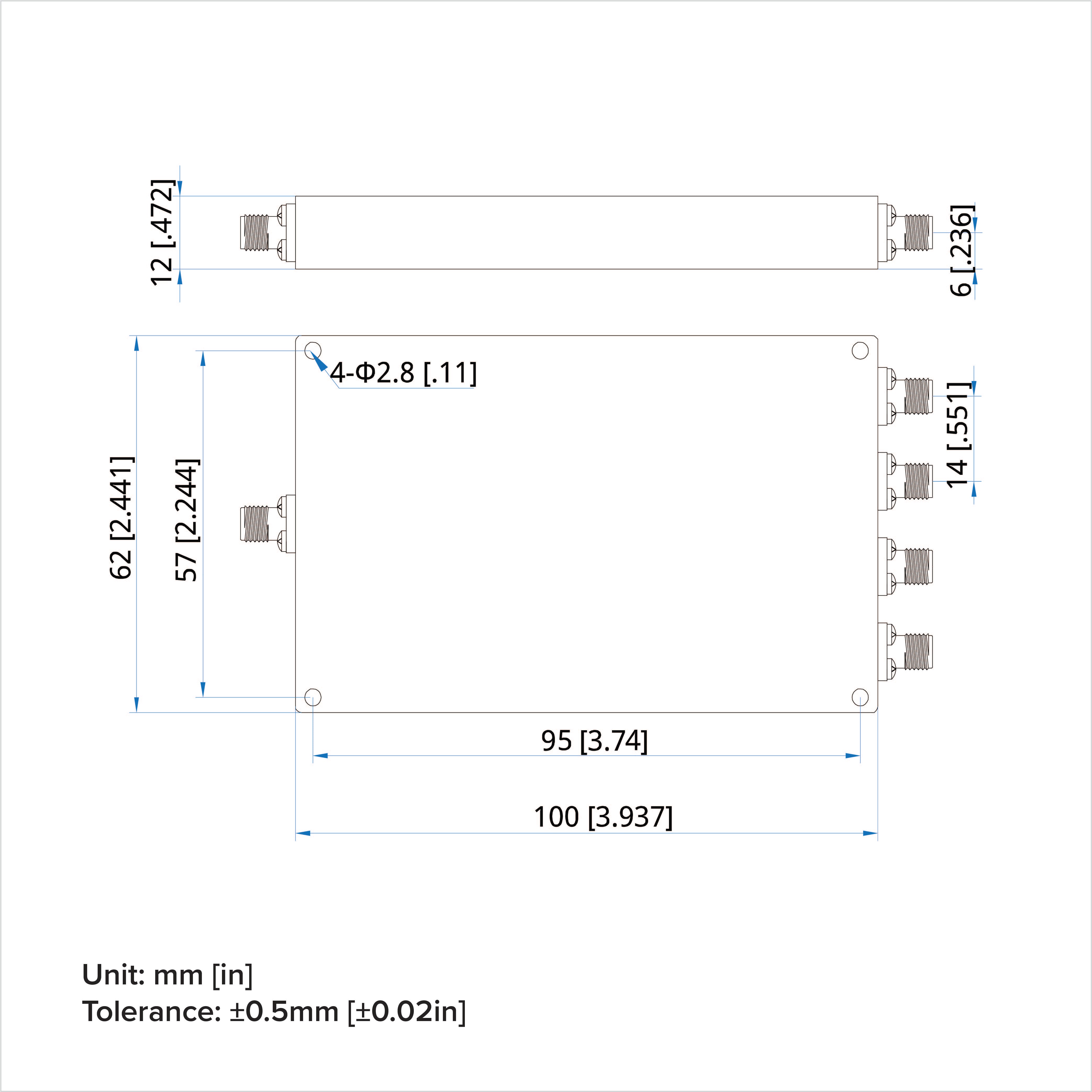 Power Divider, 0.5-6GHz, 4-way, 30W, SMA Female (Jack)