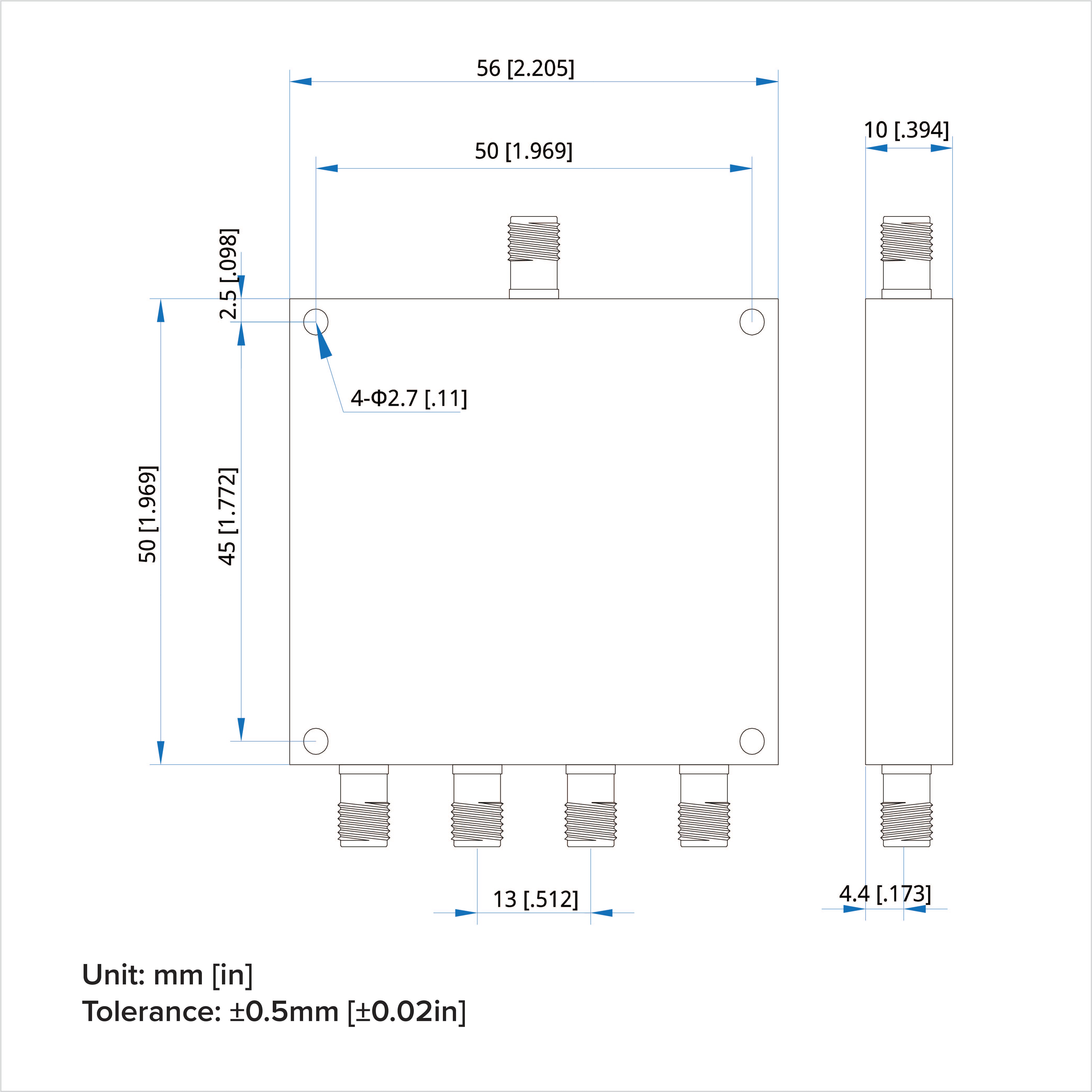 Power Divider, 2-8GHz, 4-way, 30W, SMA Female (Jack)