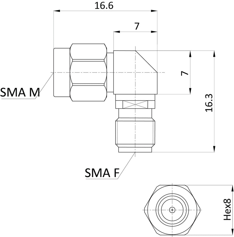 Precision Right Angle SMA Female to SMA Male Adapter