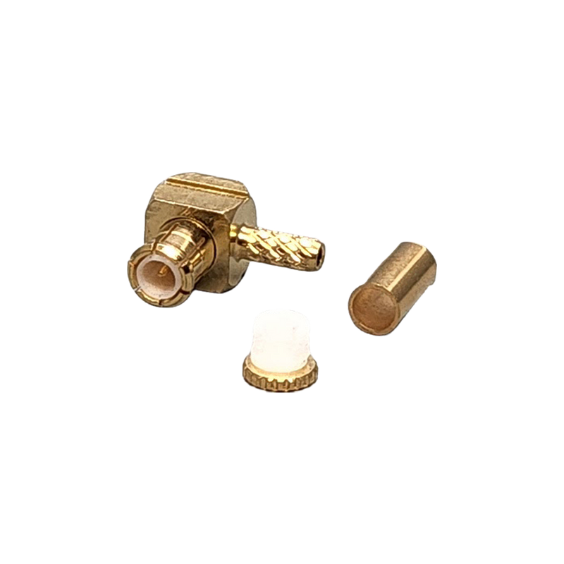 MCX Plug Right Angle Connector Crimp Coax RG178, RG196, 0.8D-2V