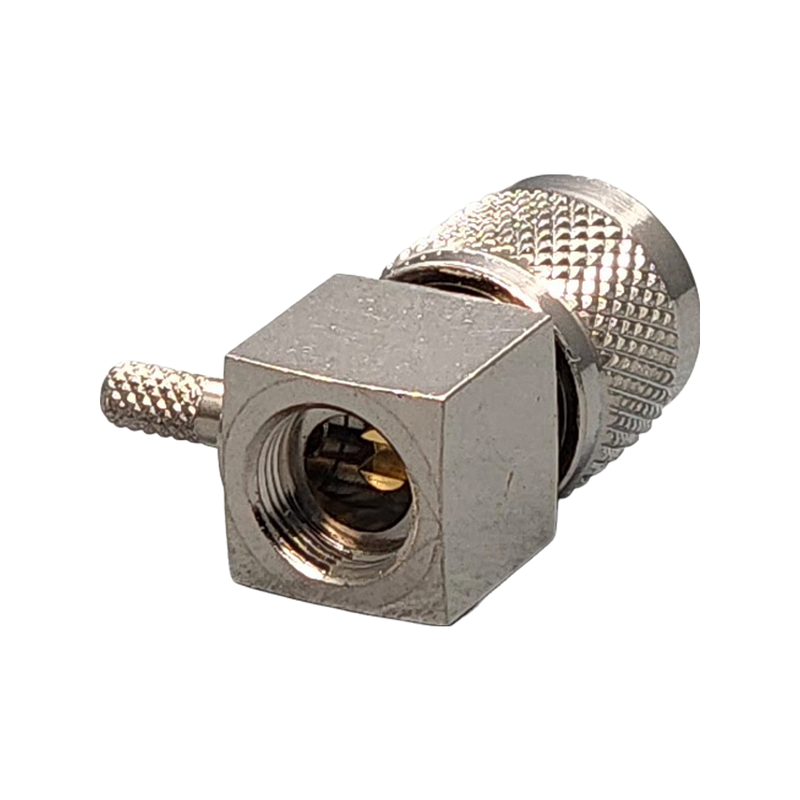 Mini UHF Male Right Angle Connector Crimp Coax RG174, RG188, RG316