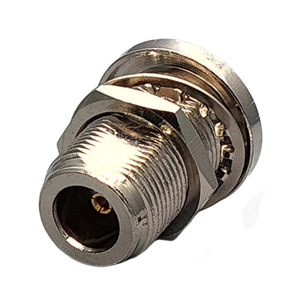 N Female Bulkhead Rear Mount Connector Crimp Coax RG178, RG196, 0.8D-2