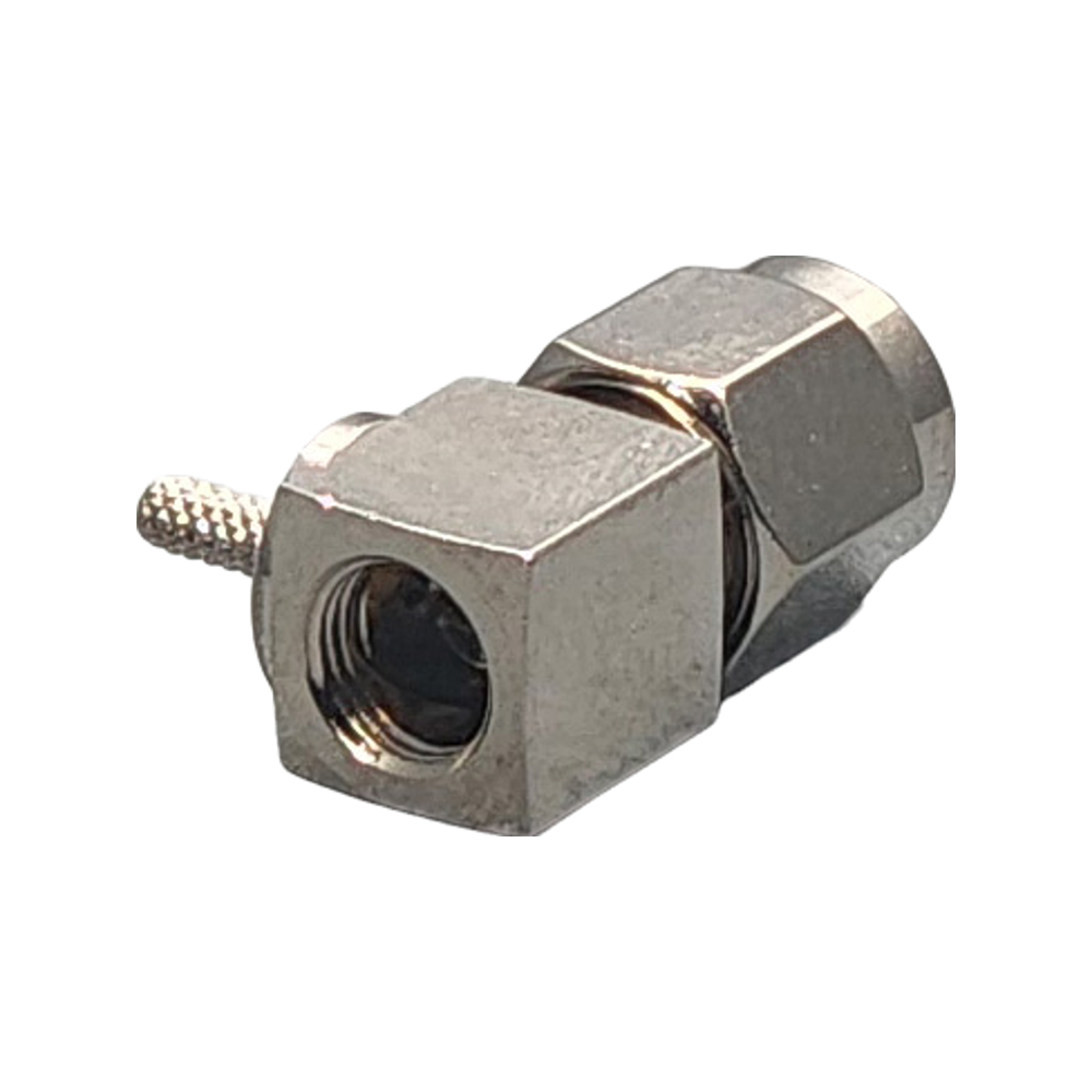 SMA Male Right Angle Connector Crimp Coax RG178, RG196, 0.8D-2V