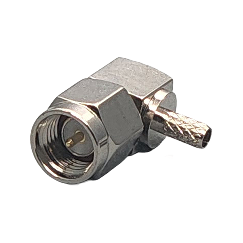 SMA Male Right Angle Connector Crimp Coax RG174, RG188, RG316