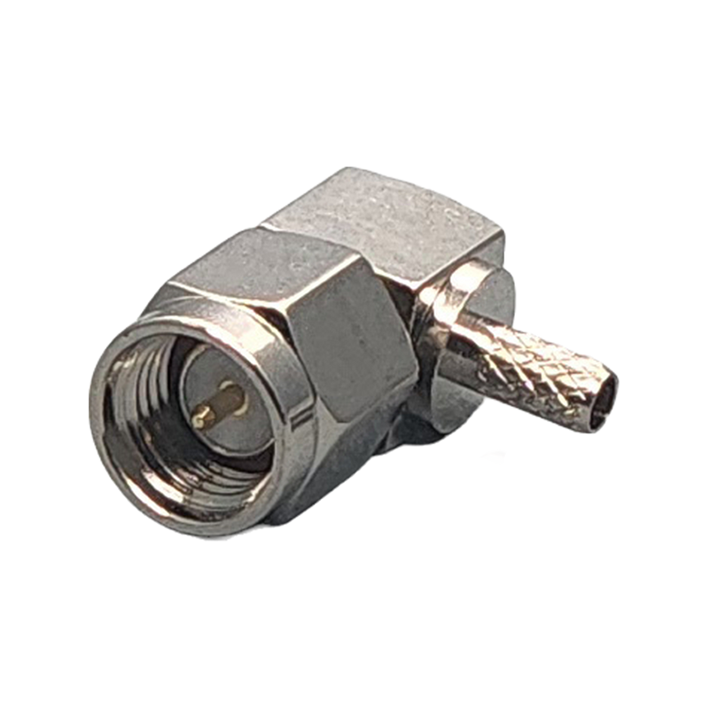 SMA Male Right Angle Connector Crimp Coax RG174, RG188, RG316