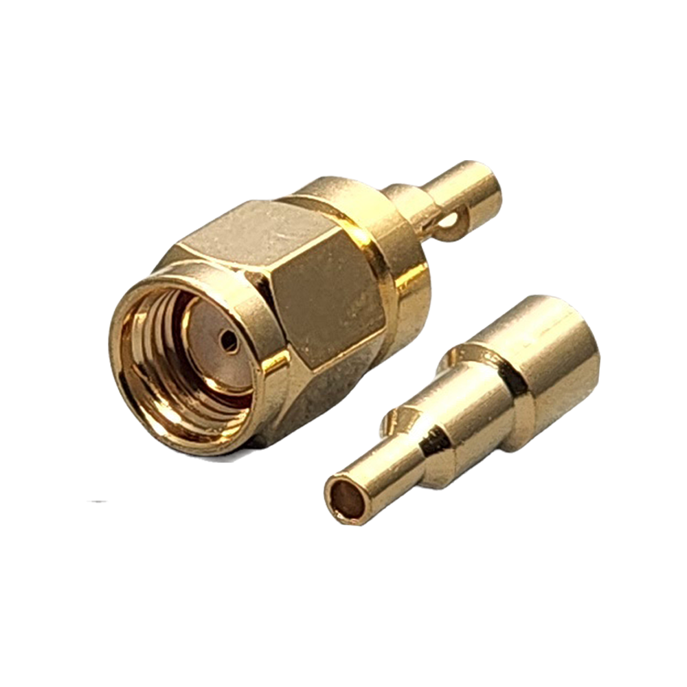 Reverse Polarity SMA Male Connector Crimp Coax 1.13mm, 1.32mm, 1.37mm