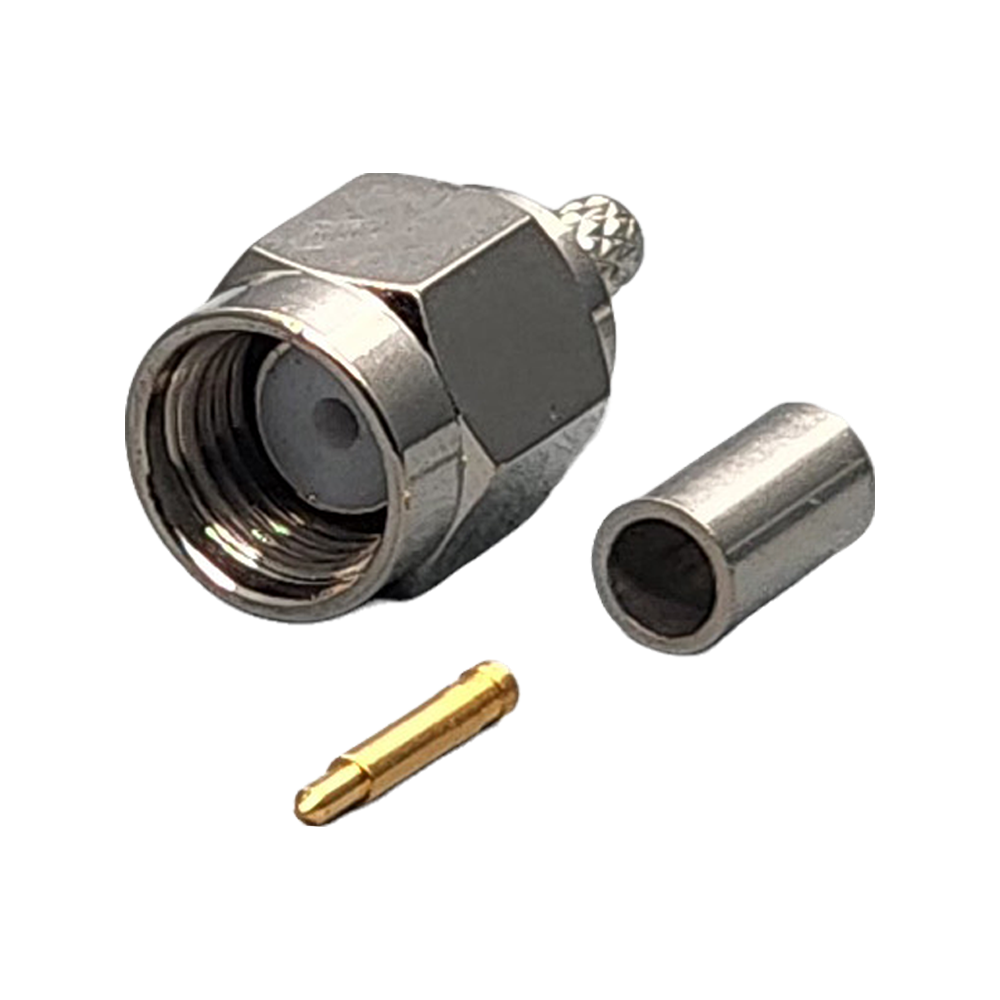 Reverse Polarity SMA Male Connector Crimp Coax RG178, RG196, 0.8D-2V