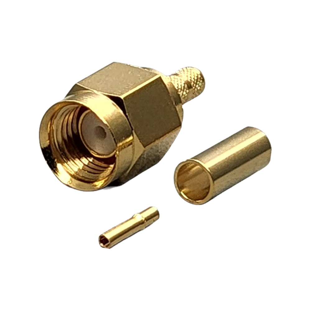 Reverse Polarity SMA Male Connector Crimp Coax RG178, RG196, 0.8D-2V