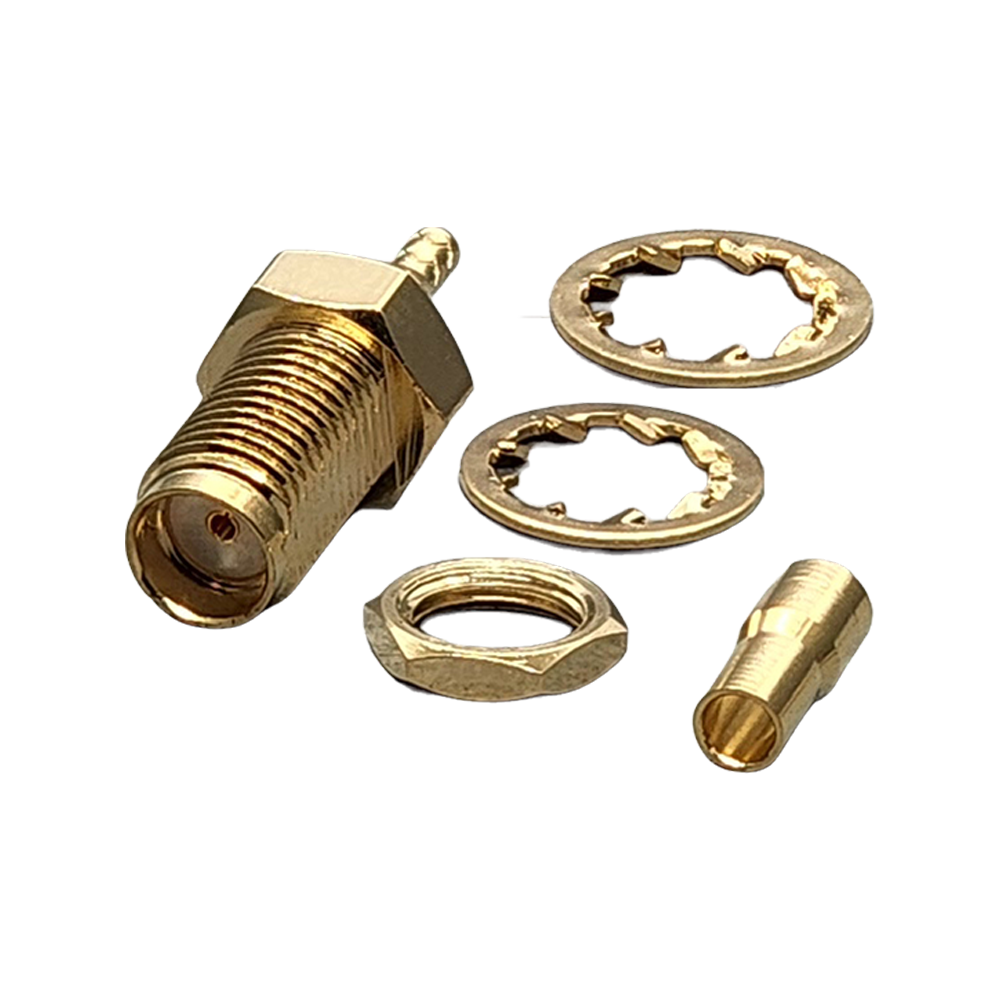 SMA Female Bulkhead Rear Mount Connector Crimp Coax RG178, RG196, 0.8D-2V