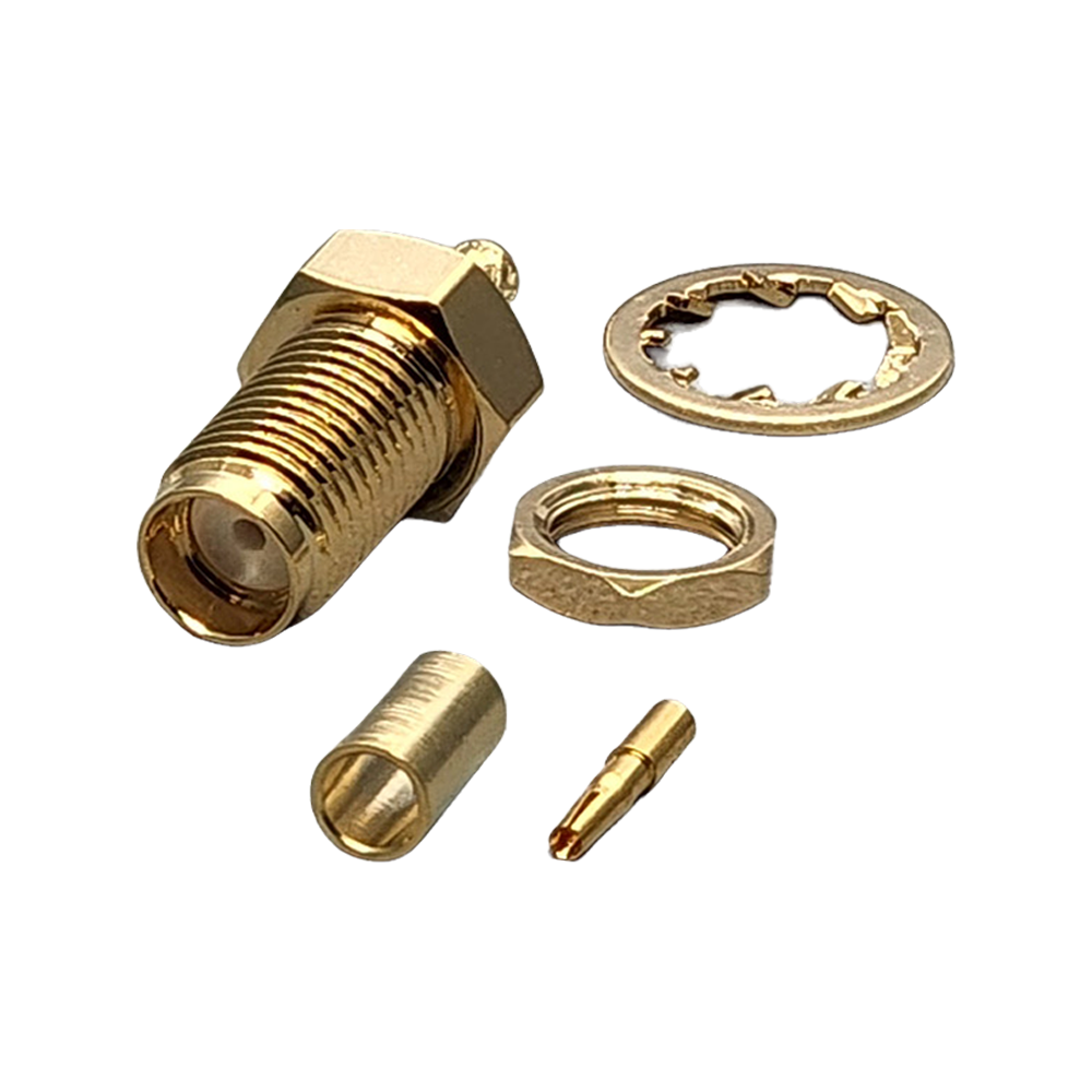 SMA Female Bulkhead Rear Mount Connector Crimp Coax RG174, RG188, RG316