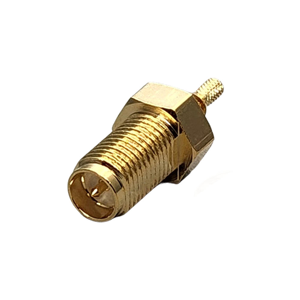 Reverse Polarity SMA Female Bulkhead Rear Mount Connector Crimp Coax RG178, RG196, 0.8D-2V