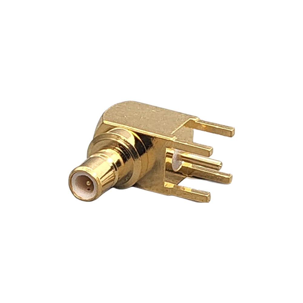 SMB Jack Right Angle Connector Solder Attachment PCB Through Hole