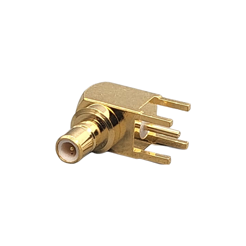 SMB Jack Right Angle Connector Solder Attachment PCB Through Hole