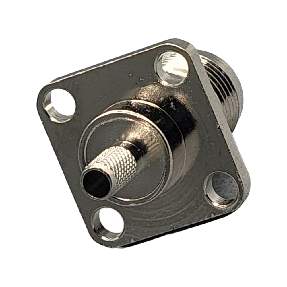 TNC Female Panel Mount 4-hole Connector Crimp Coax RG174, RG188, RG316