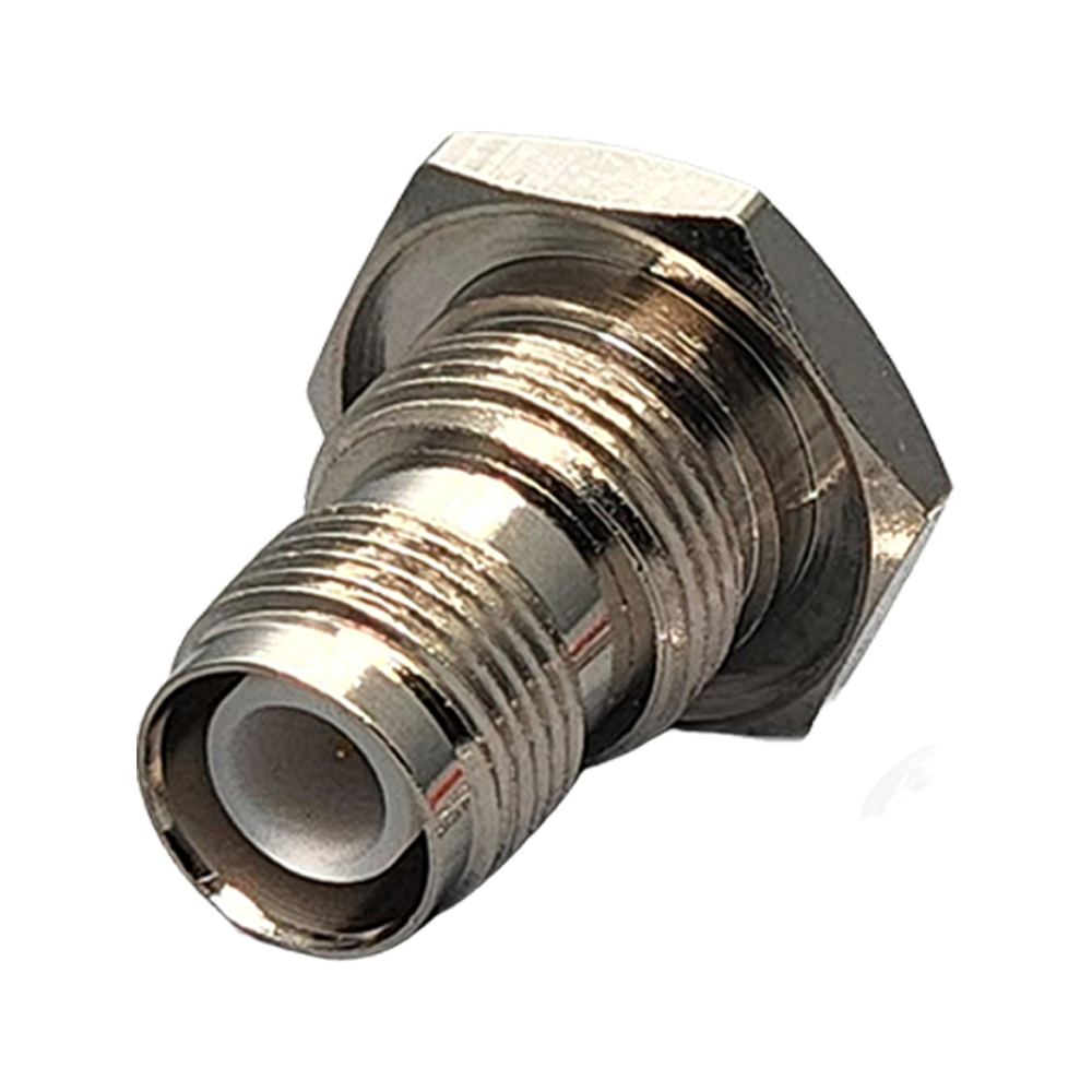 Reverse Polarity TNC Female Bulkhead Rear Mount Connector Crimp Coax RG178, RG196, 0.8D-2V