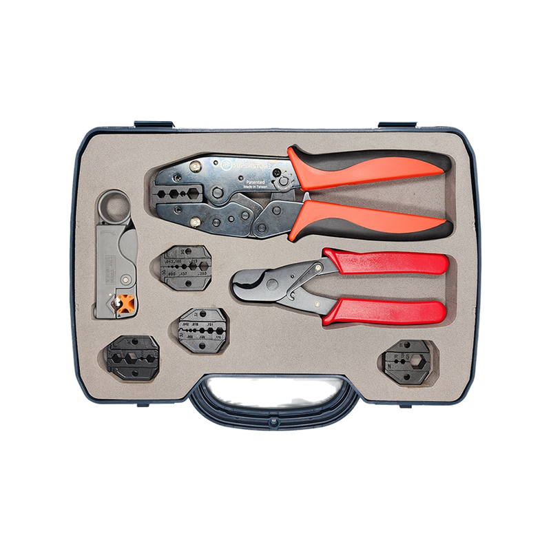 Professional Crimping Tool Kit (Ratchet Type with 5 Quick-change Dies)