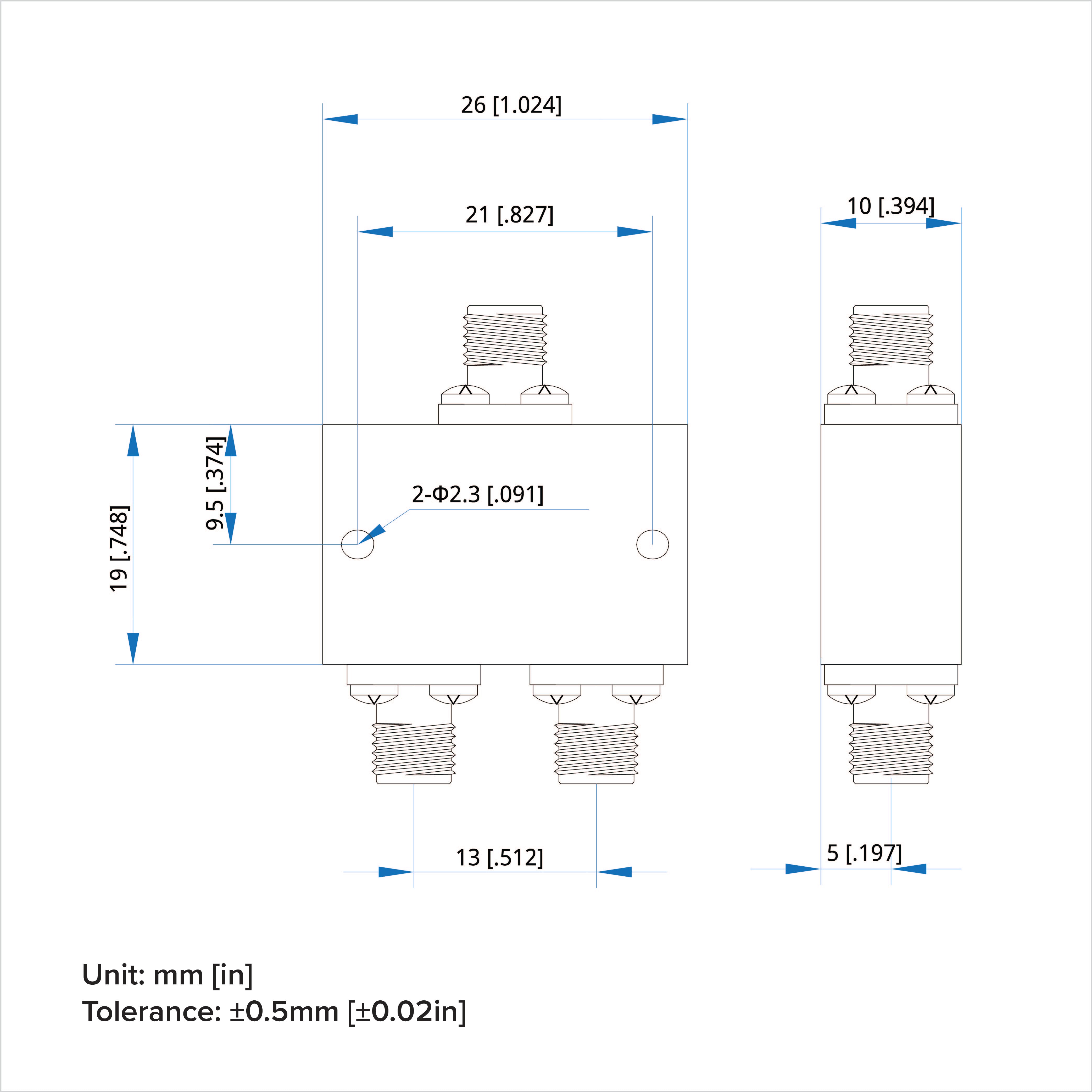 Power Divider, 18-40GHz, 2-way, 20W, 2.92mm Female (Jack)